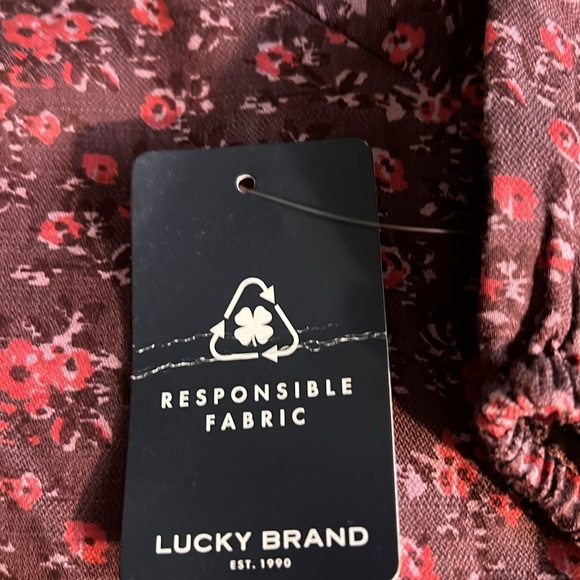 NWT Lucky Brand Long Sleeve Mix Print Peasant Top - Picture 9 of 11